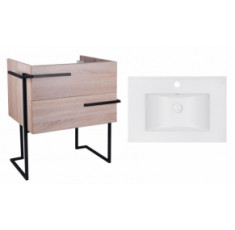 Комплект Qtap тумба напольная Taurus 700х800х437 мм Whitish oak + раковина врезная Albatross E QT71TA44019