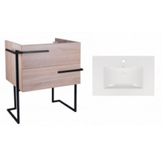 Комплект Qtap тумба напольная Taurus 700х800х437 мм Whitish oak + раковина врезная Albatross New QT71TA44020