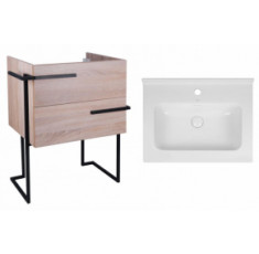Комплект Qtap тумба напольная Taurus 600х800х437 мм Whitish oak + раковина врезная Albatross 01 QT71TA44022