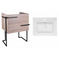 Комплект Qtap тумба для підлоги Taurus 600х800х437 мм Whitish oak + раковина врізна Albatross 9H QT71TA44023