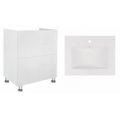 Комплект Qtap тумба напольная Tern 600х725х437 мм White + раковина врезная Albatross New QT71TE44088