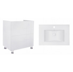 Комплект Qtap тумба напольная Tern 700х725х437 мм White + раковина врезная Albatross E QT71TE44090