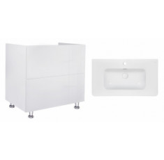 Комплект Qtap тумба для підлоги Tern 800х725х437 мм White + раковина врізна Albatross 9H QT71TE44094
