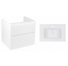 Комплект Qtap тумба подвесная Scorpio 700х585х460 мм White + раковина врезная Albatross E QT71SC43970