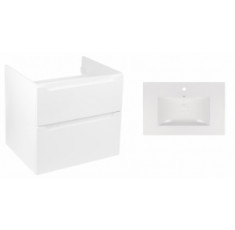 Комплект Qtap тумба подвесная Scorpio 700х585х460 мм White + раковина врезная Albatross New QT71SC43971
