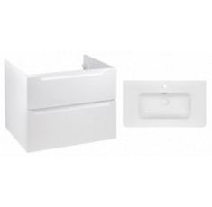 Комплект Qtap тумба подвесная Scorpio 800х585х460 мм White + раковина врезная Albatross 9H QT71SC43974