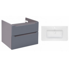 Комплект Qtap тумба подвесная Scorpio 800х585х460 мм Graphite + раковина врезная Albatross 9H QT71SC43988