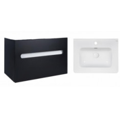 Комплект Qtap тумба подвесная Virgo 600х580х437 мм Black/White + раковина врезная Albatross 9H QT71V44059