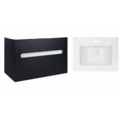 Комплект Qtap тумба подвесная Virgo 600х580х437 мм Black/White + раковина врезная Albatross E QT71V44060