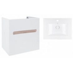 Комплект Qtap підвісна тумба Virgo 600х580х437 мм White/Whitish oak + раковина врізна Albatross QT71V44070