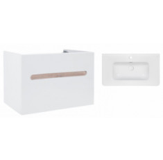 Комплект Qtap підвісна тумба Virgo 800х580х437 мм White/Whitish oak + раковина врізна Albatross 9H QT71V44081