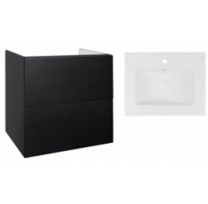 Комплект Qtap тумба подвесная Tern 600х580х437 мм Matt Black + раковина врезная Albatross New QT71TE44119
