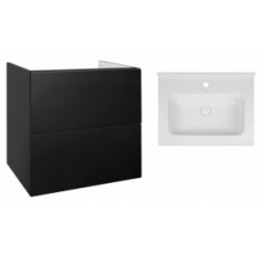 Комплект Qtap підвісна тумба Tern 600х580х437 мм Matt Black + раковина врізна Albatross 01 QT71TE44116