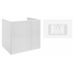 Комплект Qtap підвісна тумба Tern 700х580х437 мм White + раковина врізна Albatross QT71TE44102