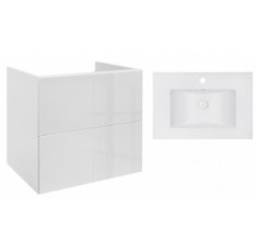 Комплект Qtap тумба подвесная Tern 700х580х437 мм White + раковина врезная Albatross E QT71TE44103