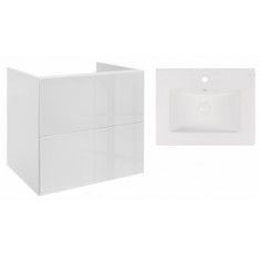 Комплект Qtap тумба подвесная Tern 600х580х437 мм White + раковина врезная Albatross New QT71TE44101