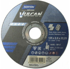Диск отрезной по металлу и нержавеющей стали Norton Vulcan 125х22.2 мм T=2 мм 70V110