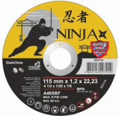 Диск відрізний по металу та нержавіючій сталі Virok Ninja 115х22.23 мм T=1.2 мм 65V116