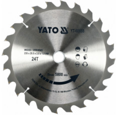 Диск пильный по дереву Yato 235х25.5х2.5х1.8 мм 24 зубца R.P.M до 5800 1/мин YT-60668