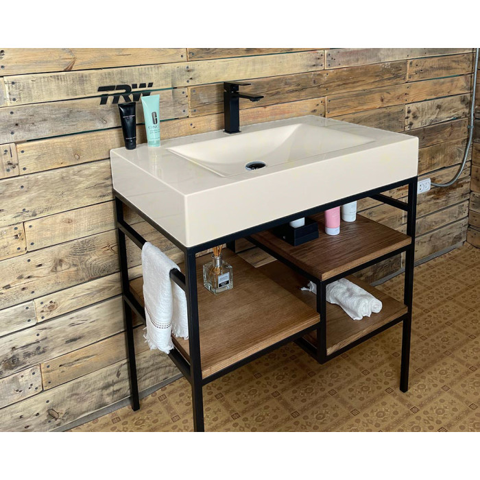 Тумба Snail Родос с умывальником Атлант дерево Льняной 800LOFT163dT309