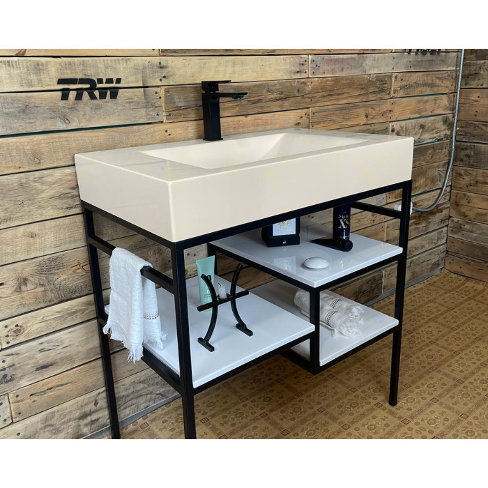 Тумба Snail Родос с умывальником Атлант камень Льняной 800LOFT163сT309