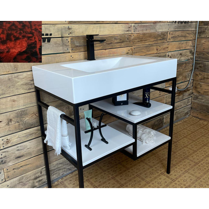 Тумба Snail Родос с умывальником Атлант камень Гранат 800LOFT163сT102