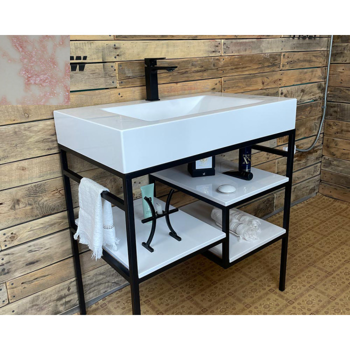 Тумба Snail Родос с умывальником Атлант камень Миндаль 800LOFT163сT302