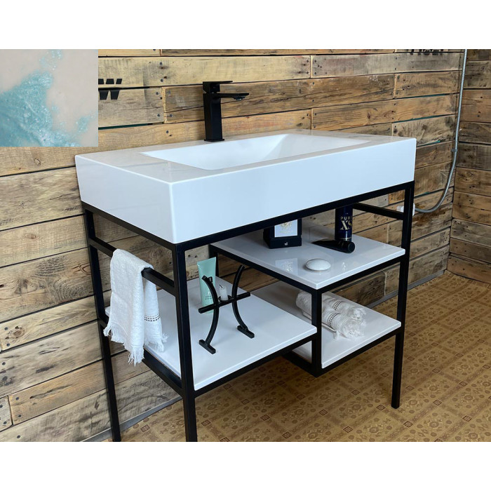 Тумба Snail Родос с умывальником Атлант камень Призрак 800LOFT163сT307