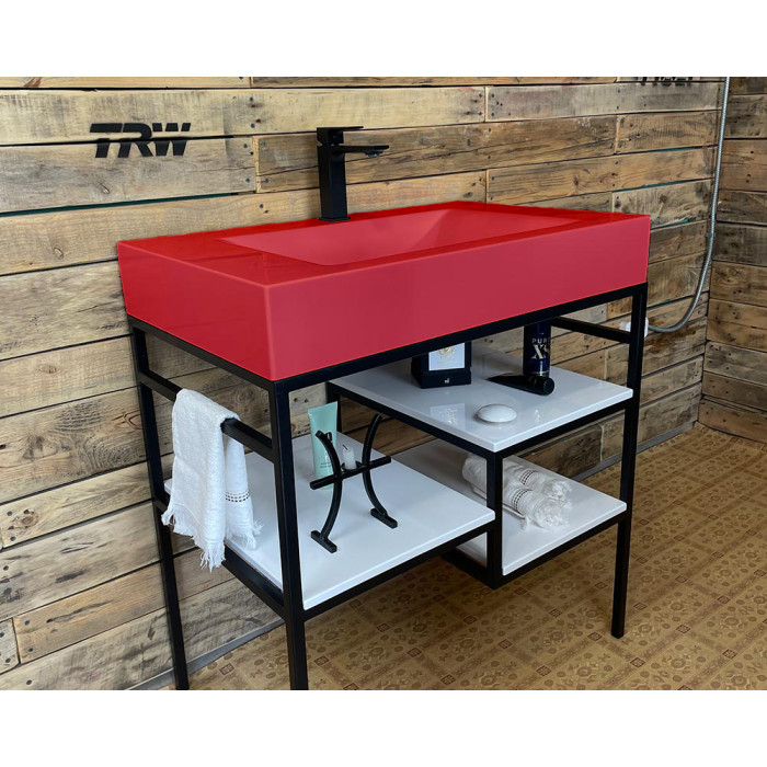 Тумба Snail Родос с умывальником Атлант камень Красный 800LOFT163сA300