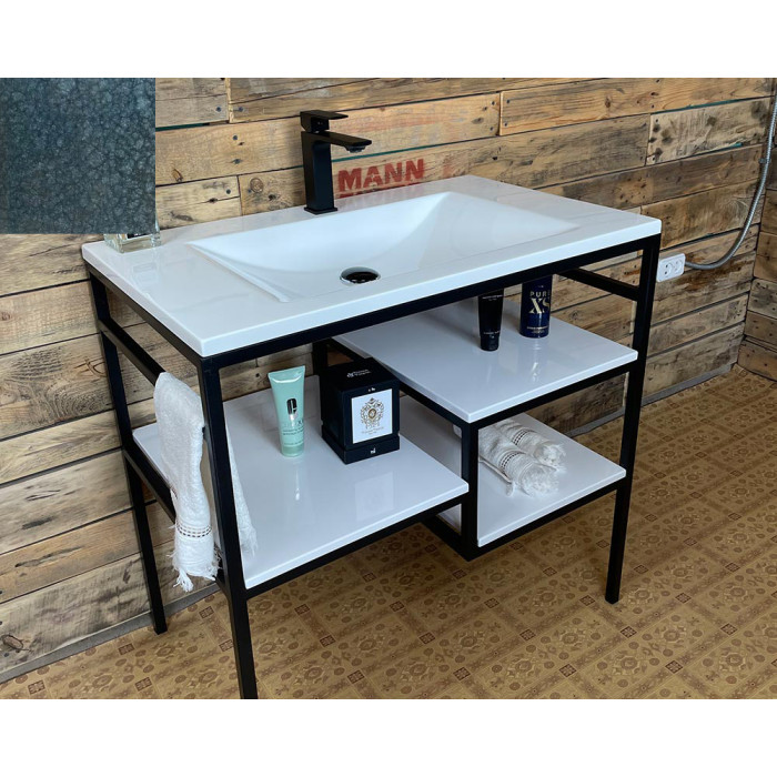 Тумба Snail Родос с умывальником Орфей камень Меланит 800LOFT165сH100