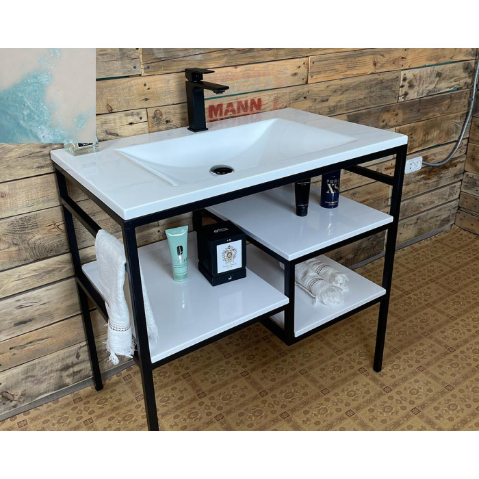 Тумба Snail Родос с умывальником Орфей камень Призрак 800LOFT165сT307