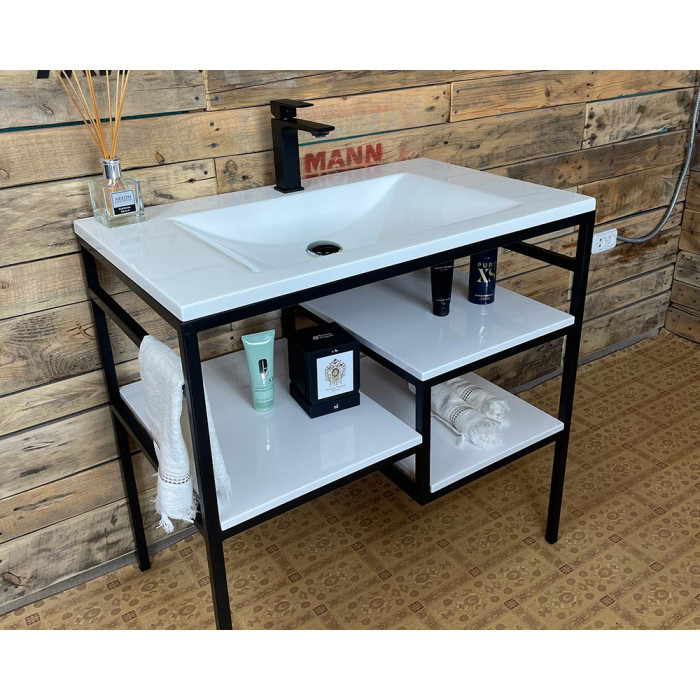 Тумба Snail Родос с умывальником Орфей камень Белый 800LOFT165сA100