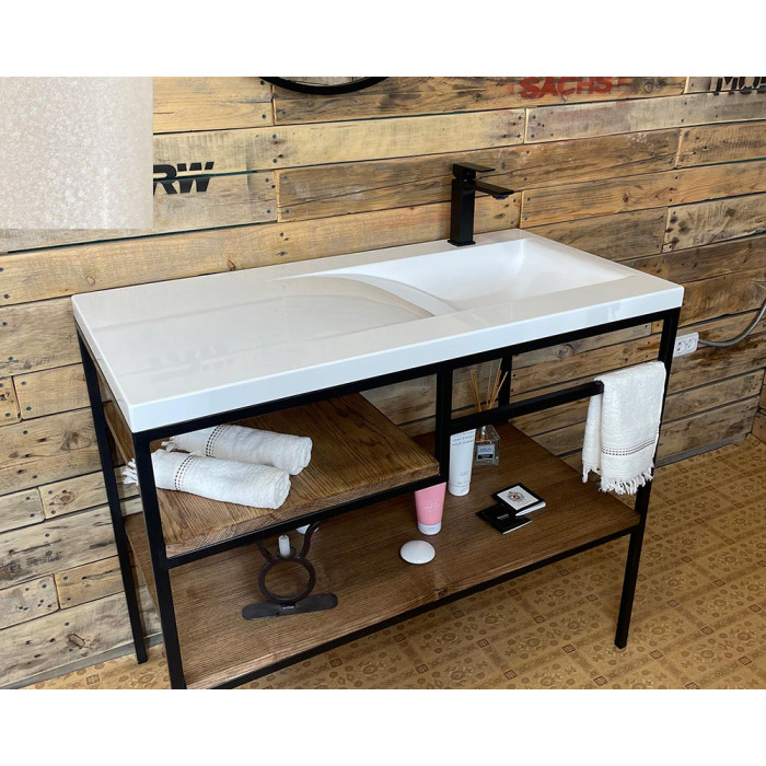 Тумба Snail Сицилия с умывальником Феникс дерево Жемчуг 1000LOFT159dH300