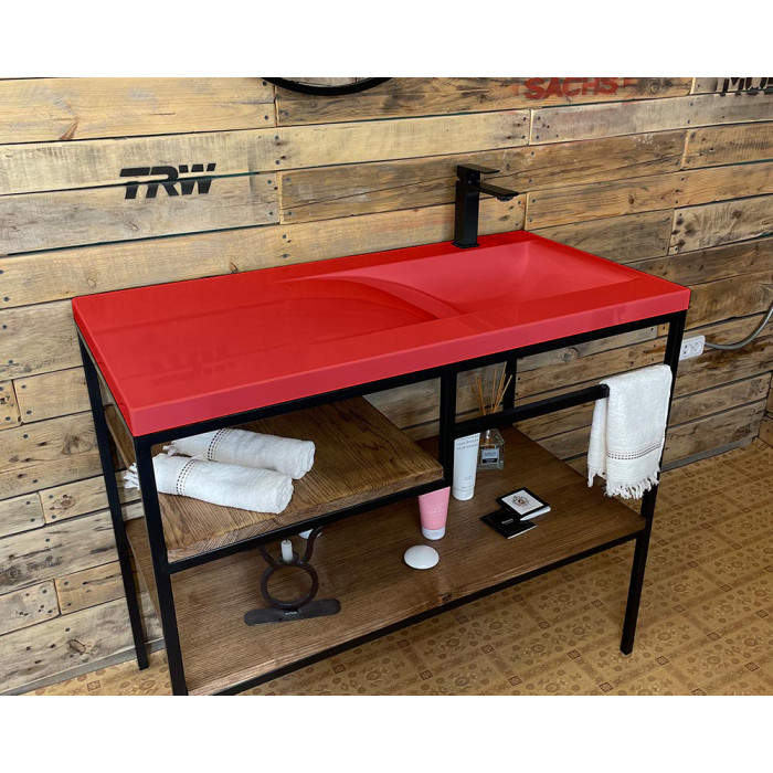 Тумба Snail Сицилия с умывальником Феникс дерево Красный 1000LOFT159dA300