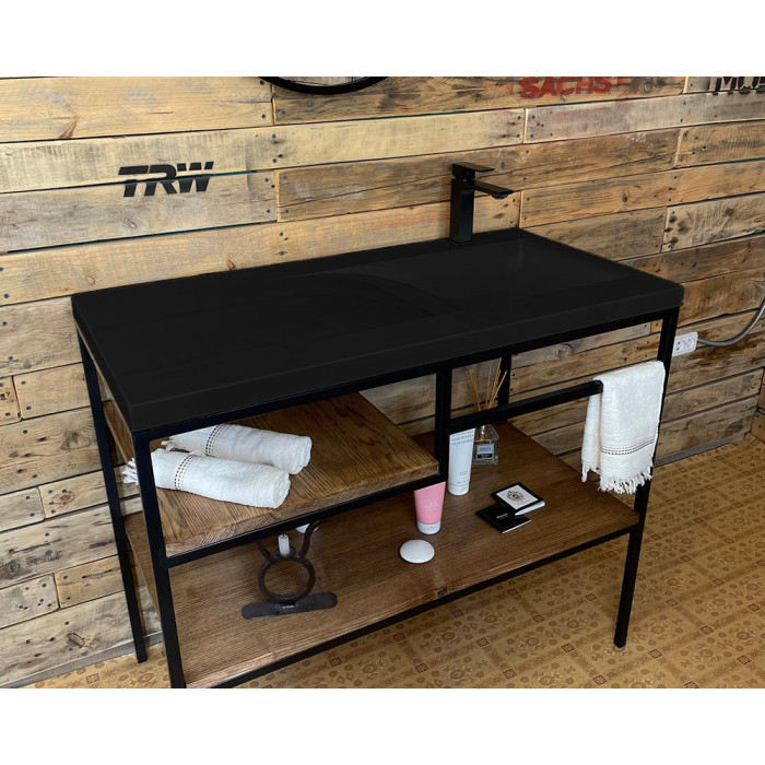 Тумба Snail Сицилия с умывальником Феникс дерево Черный 1000LOFT159dA200