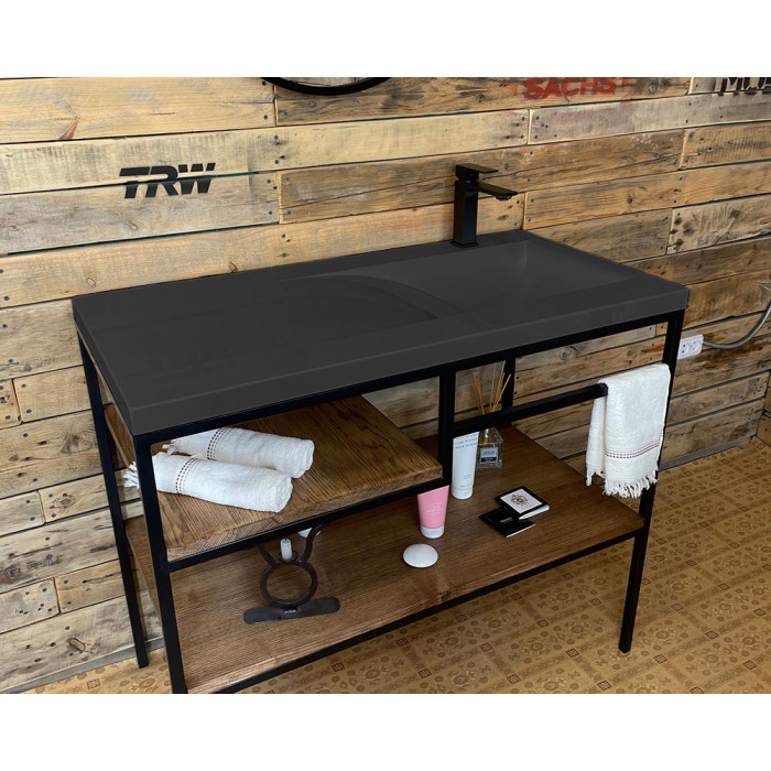 Тумба Snail Сицилия с умывальником Феникс дерево Антрацит 1000LOFT159dA600
