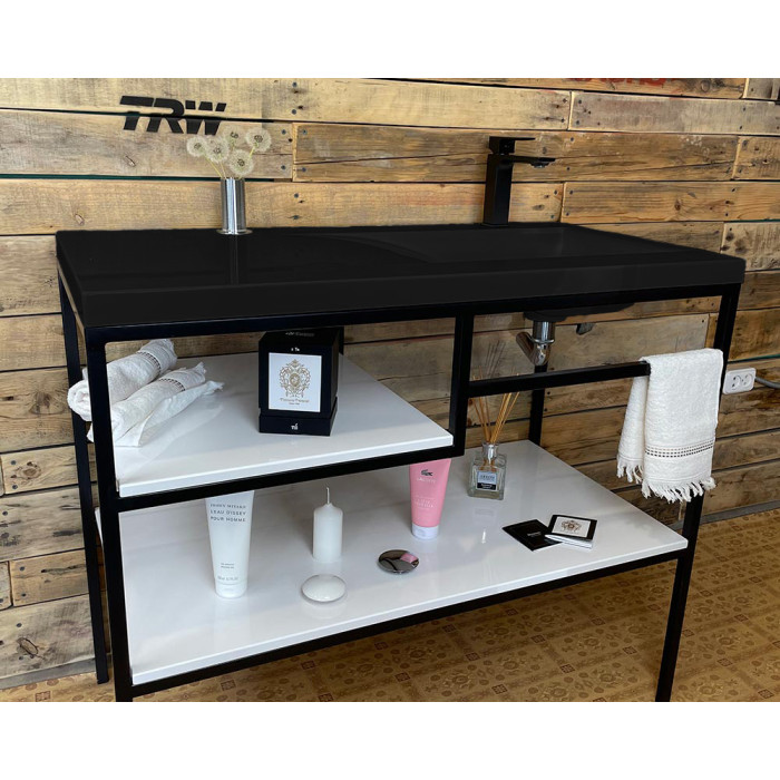 Тумба Snail Сицилия с умывальником Феникс камень Черный 1000LOFT159cA200