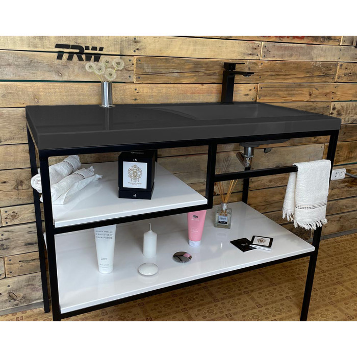 Тумба Snail Сицилия с умывальником Феникс камень Антрацит МАТ 1000LOFT159cA600M