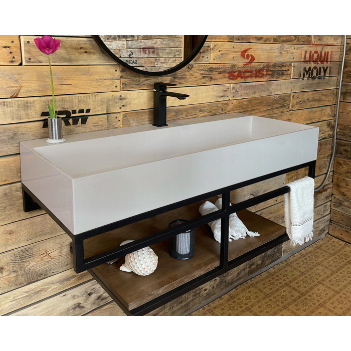 Тумба Snail Флорес с умывальником Флорида дерево Иней 1015LOFT168/2dB110