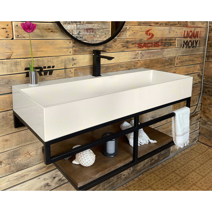 Тумба Snail Флорес с умывальником Флорида дерево Льняной 1015LOFT168/2dT309