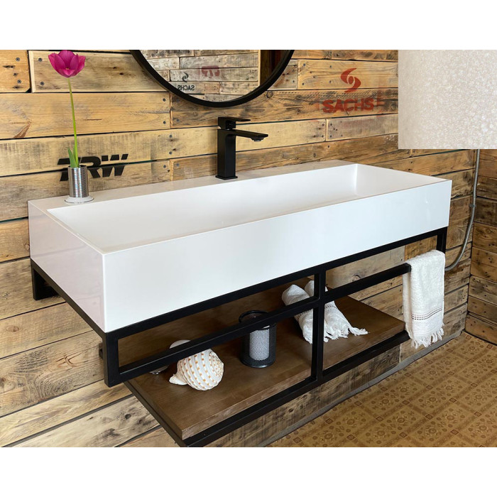 Тумба Snail Флорес с умывальником Флорида дерево Жемчуг 1015LOFT168/2dH300