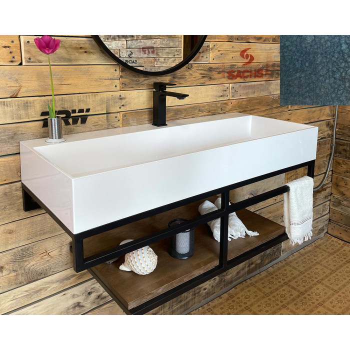 Тумба Snail Флорес с умывальником Флорида дерево Меланит 1015LOFT168/2dH100