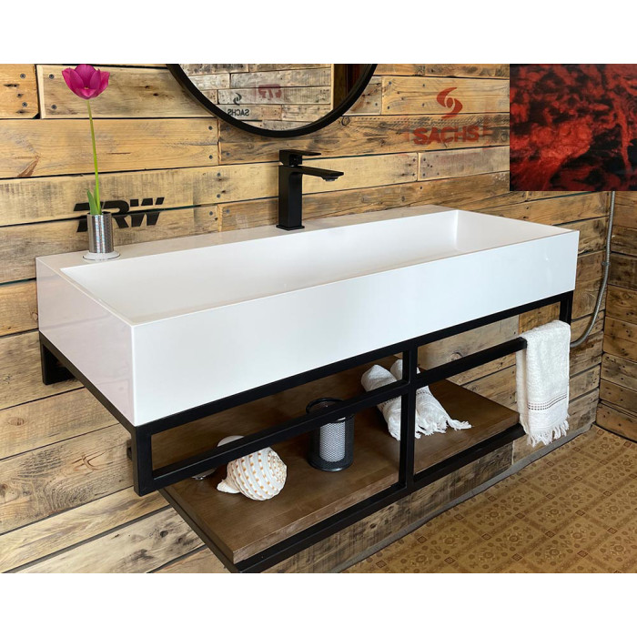 Тумба Snail Флорес с умывальником Флорида дерево Гранат 1015LOFT168/2dT102