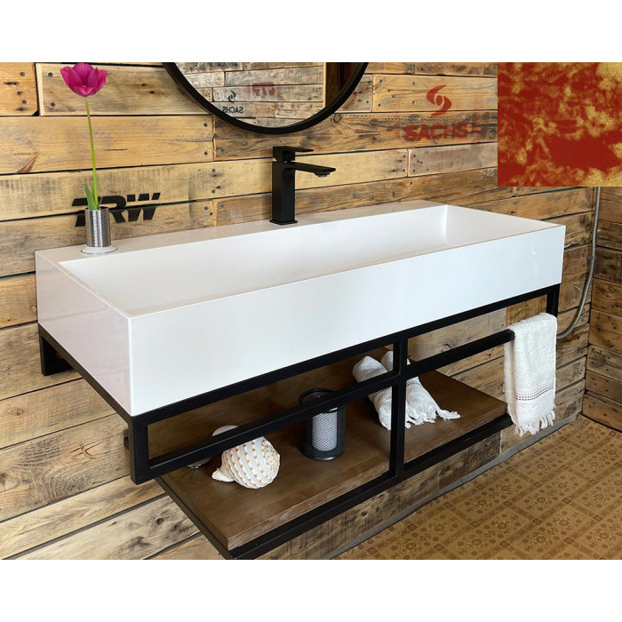 Тумба Snail Флорес с умывальником Флорида дерево Оранж 1015LOFT168/2dT209