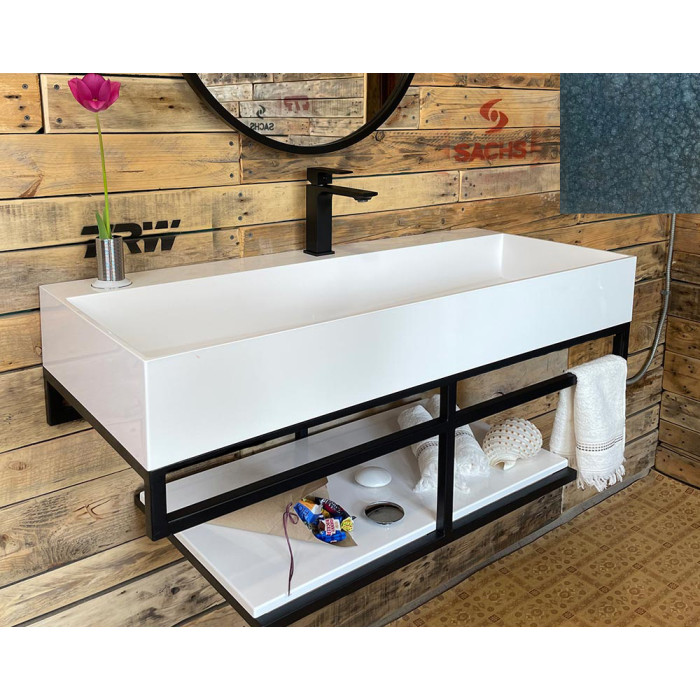 Тумба Snail Флорес с умывальником Флорида камень Меланит 1015LOFT168/2cH100