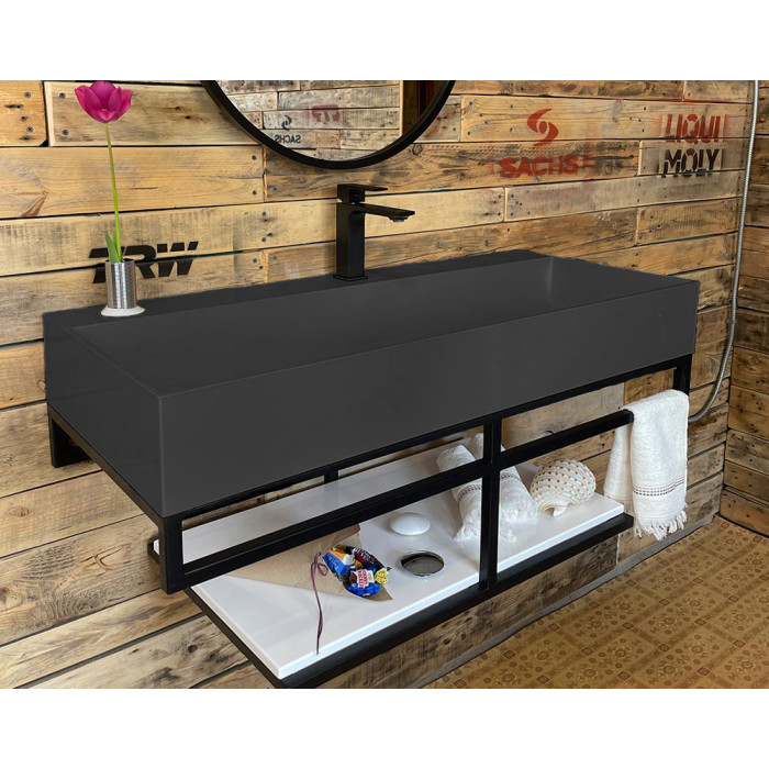 Тумба Snail Флорес с умывальником Флорида камень Антрацит МАТ 1015LOFT168/2cA600M