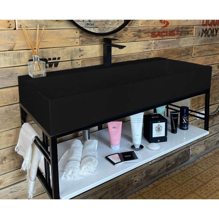 Тумба Snail Мидуэй с умывальником Флорида камень Черный МАТ 1015LOFT168/3cA200M