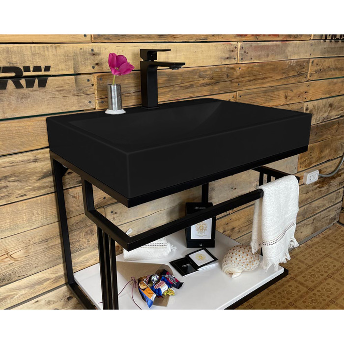 Тумба Snail Самуи с умывальником Гранд камень Черный МАТ 600LOFT148cA200M
