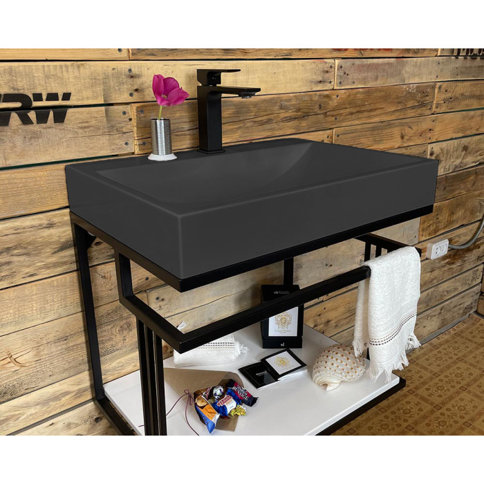 Тумба Snail Самуи с умывальником Гранд камень Антрацит 600LOFT148cA600