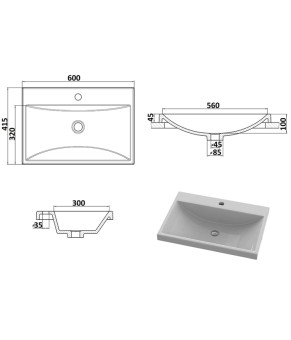 Умывальник Snail Богема Белый МАТ 156A100M
